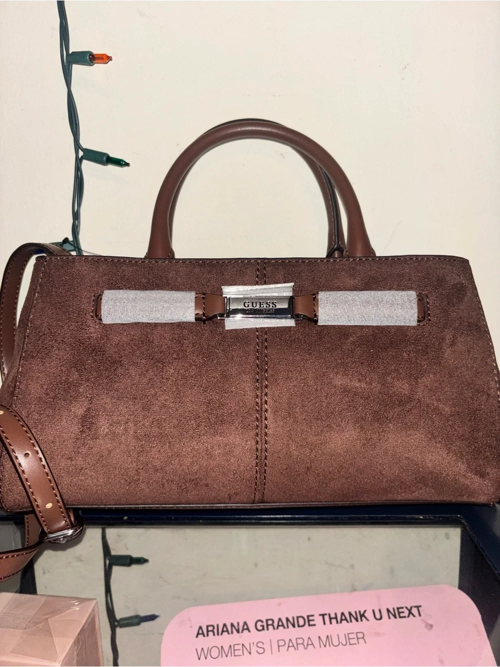 Guess Brown Suede Top-Handle Satchel